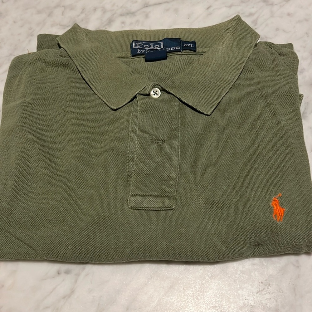 Men’s 2X Large olive Green Ralph Lauren Button-Up Polo‎ XXL - G3